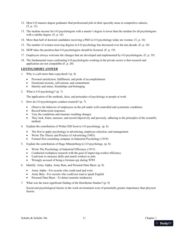 Test Bank For Psychology and Work Today, 10th Edition - Page 16 preview image