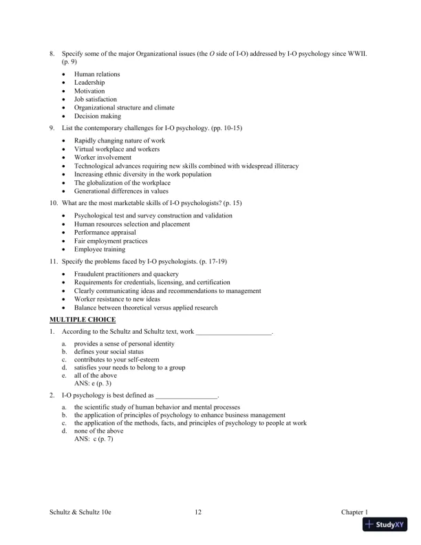 Test Bank For Psychology and Work Today, 10th Edition - Page 17 preview image