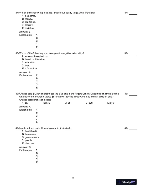 Economics For Life: Smart Choices For You, 1st Edition Test Bank - Page 12 preview image