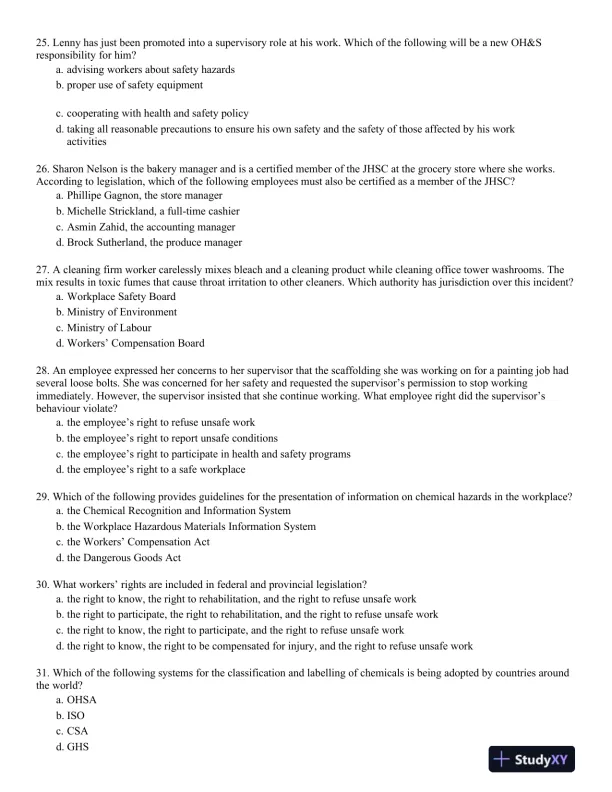 Management of Occupational Health and Safety 7th Edition Test Bank - Page 14 preview image