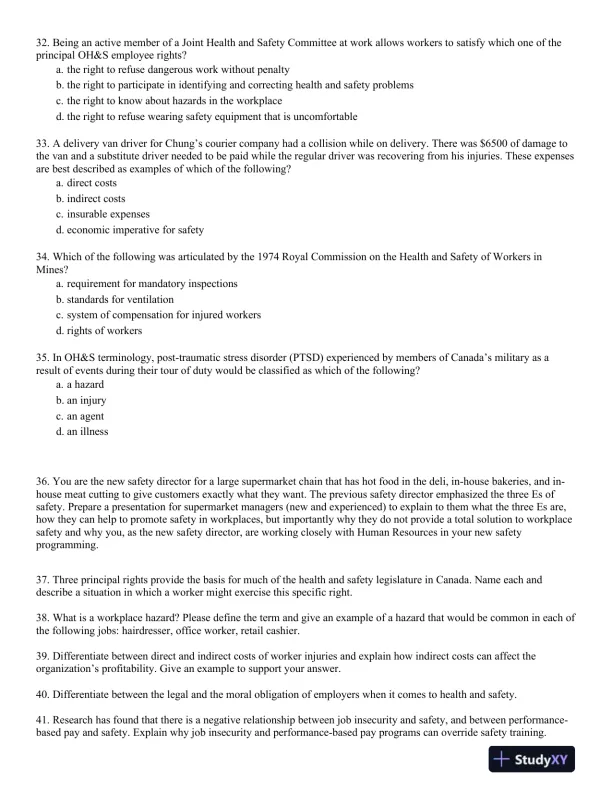 Management of Occupational Health and Safety 7th Edition Test Bank - Page 6 preview image