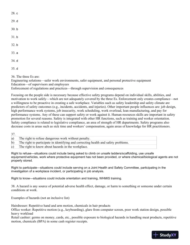 Management of Occupational Health and Safety 7th Edition Test Bank - Page 9 preview image