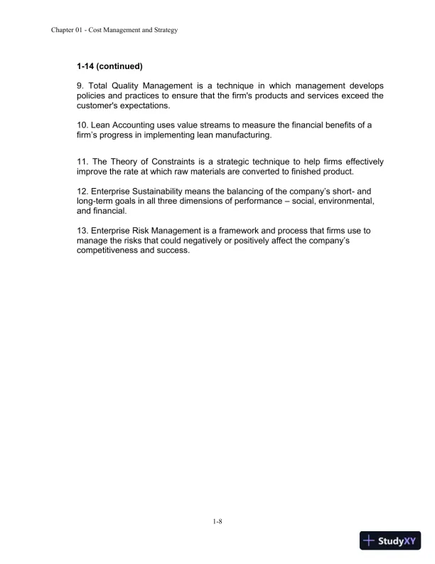 Cost Management: A Strategic Emphasis 7th Edition Solution Manual - Page 9 preview image