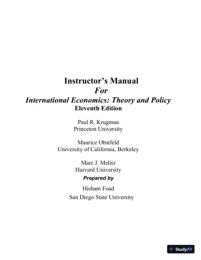 Solution Manual for International Finance Theory and Policy, 11th Edition - Page 1 preview image