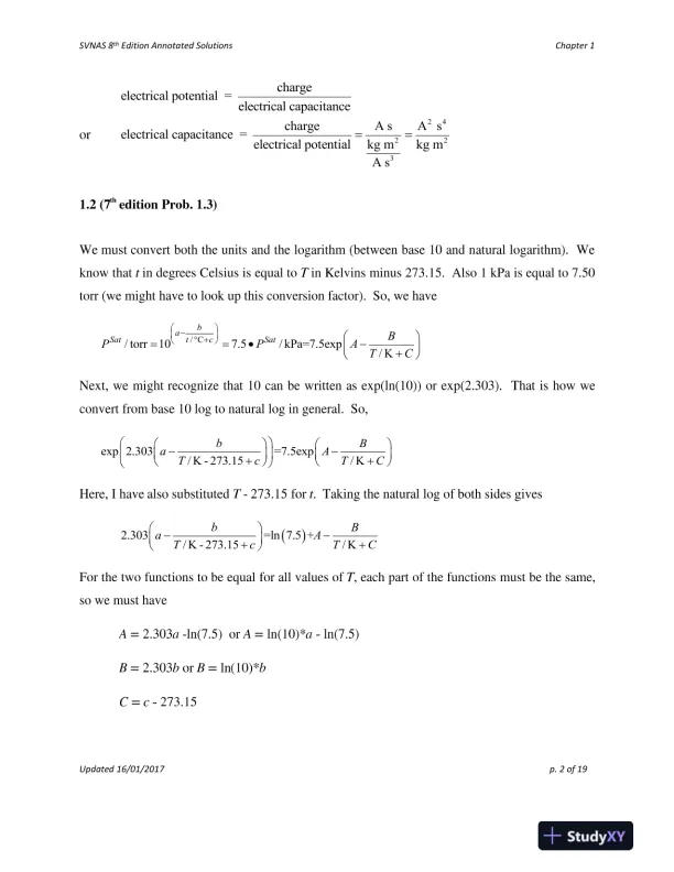 Solution Manual For Introduction to Chemical Engineering Thermodynamics, 8th Edition - Page 3 preview image