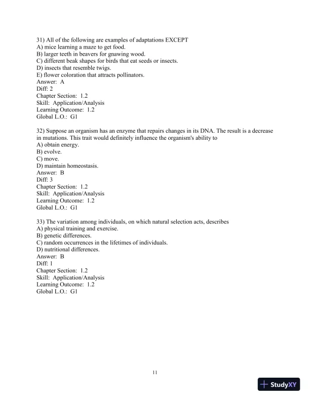 Solution Manual for Biology Life on Earth, 11th Edition - Page 12 preview image