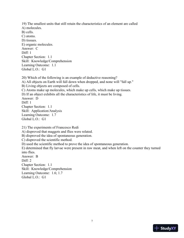 Solution Manual for Biology Life on Earth, 11th Edition - Page 8 preview image