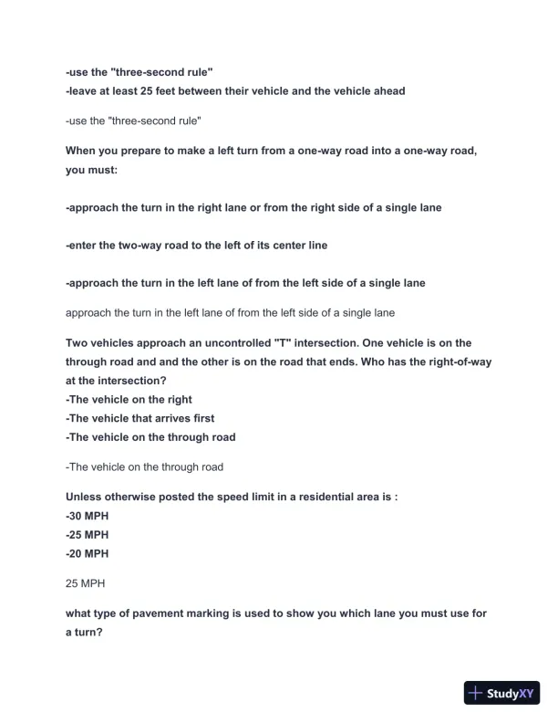 2024-2025 California DMV Permit Test with Answers (104 Solved Questions) - Page 5 preview image