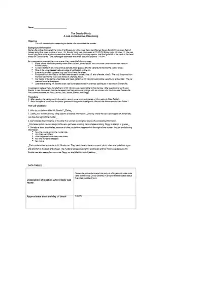 The Deadly Picnic A Lab on Deductive Reasoning - Page 1 preview image