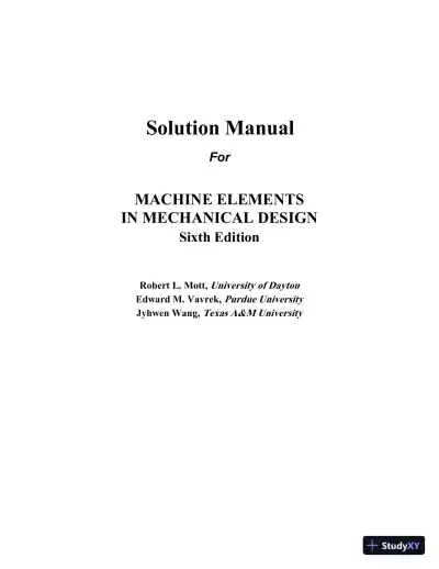Solution Manual for Machine Elements in Mechanical Design, 6th Edition - Page 1 preview image