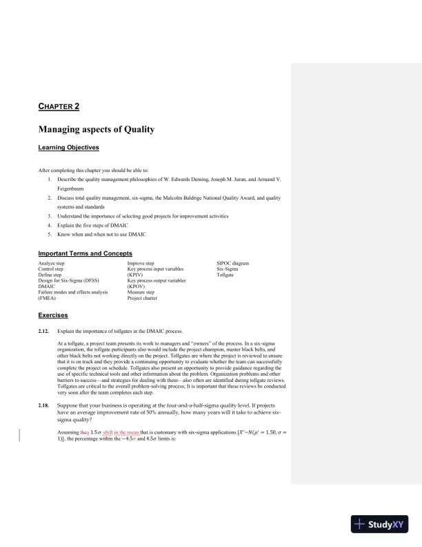 Solution Manual For Managing, Controlling, and Improving Quality, 1st Edition - Page 4 preview image