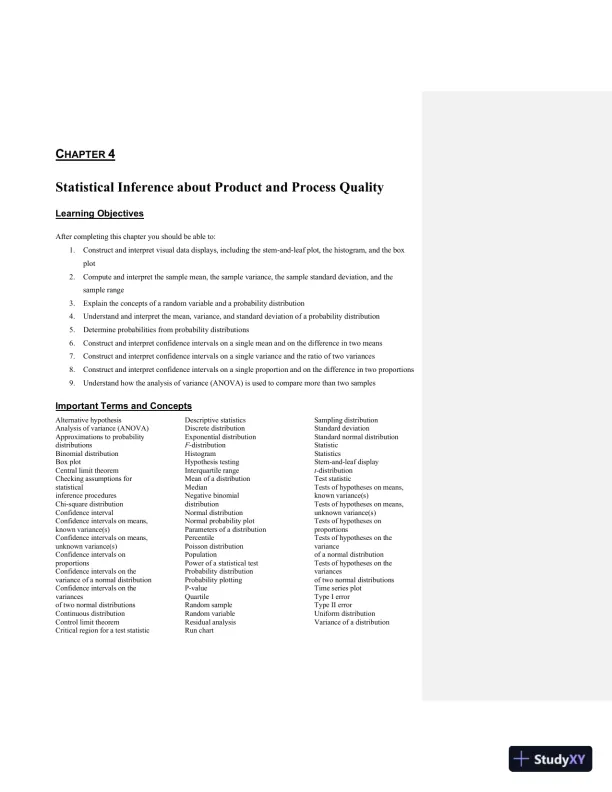 Solution Manual For Managing, Controlling, and Improving Quality, 1st Edition - Page 8 preview image