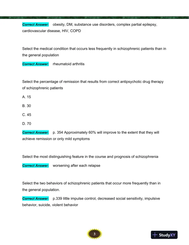 NURS6635 Mental Health Final Exam With Answers (119 Solved Questions) - Page 4 preview image