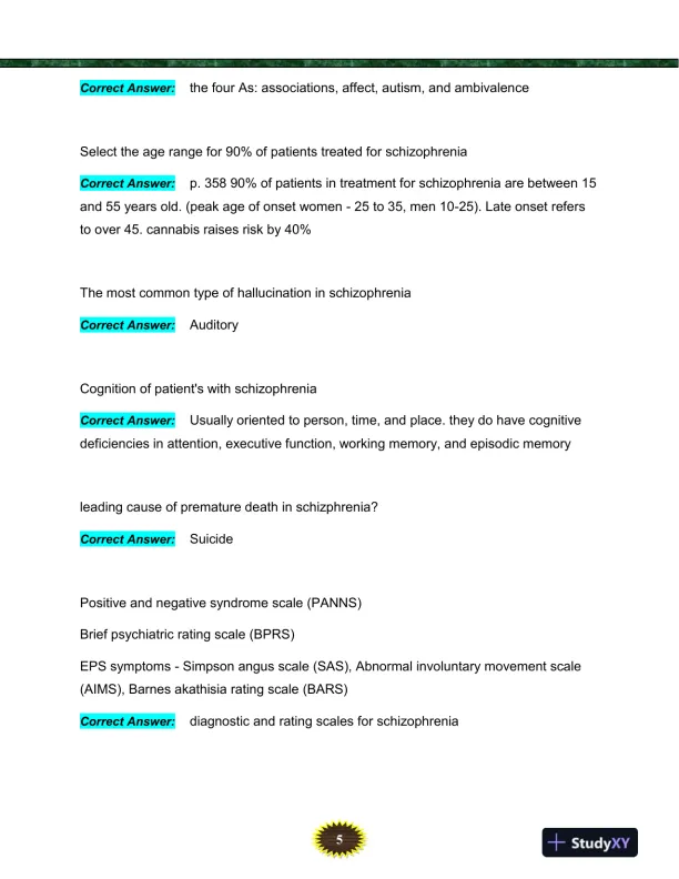 NURS6635 Mental Health Final Exam With Answers (119 Solved Questions) - Page 6 preview image