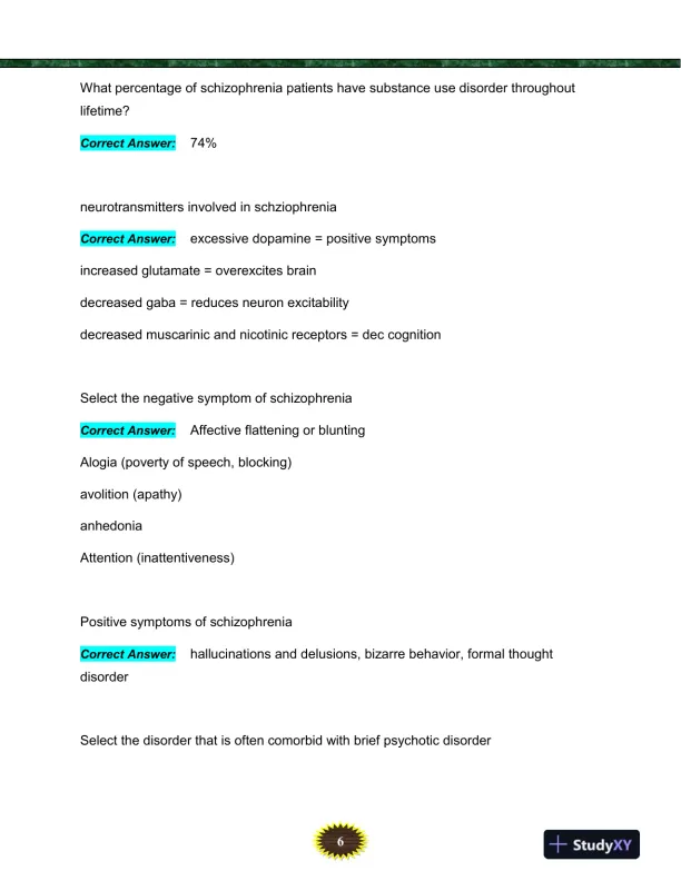 NURS6635 Mental Health Final Exam With Answers (119 Solved Questions) - Page 7 preview image