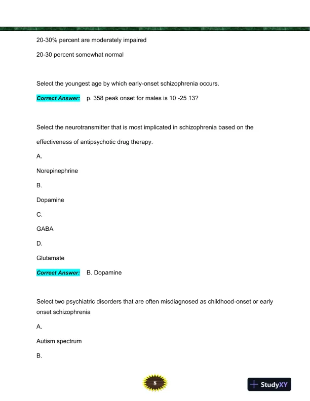 NURS6635 Mental Health Final Exam With Answers (119 Solved Questions) - Page 9 preview image