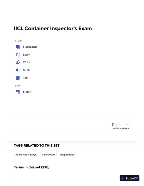 IICL Container Inspector's Pracice Exam with Answers (80 Solved Questions) - Page 1 preview image