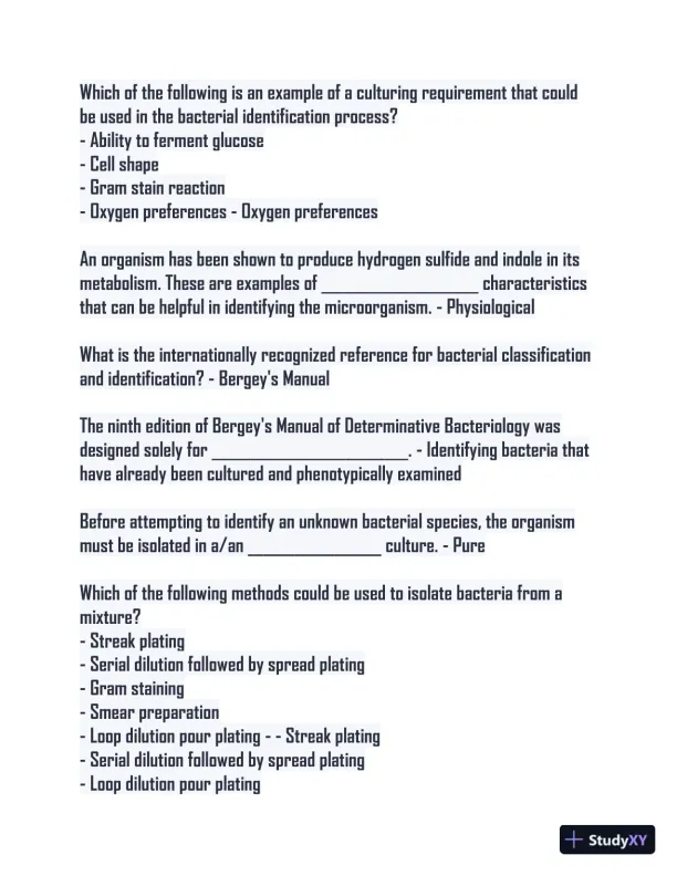 Microbiology Lab Final Study guide with Answers (115 Solved Questions) - Page 5 preview image