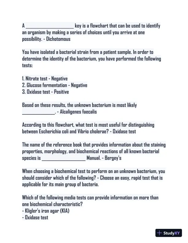 Microbiology Lab Final Study guide with Answers (115 Solved Questions) - Page 7 preview image