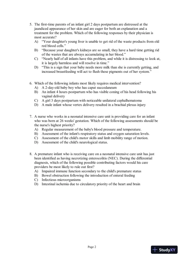 Test Bank for Pathophysiology: Concepts of Altered Health States, 8th Edition - Page 9 preview image