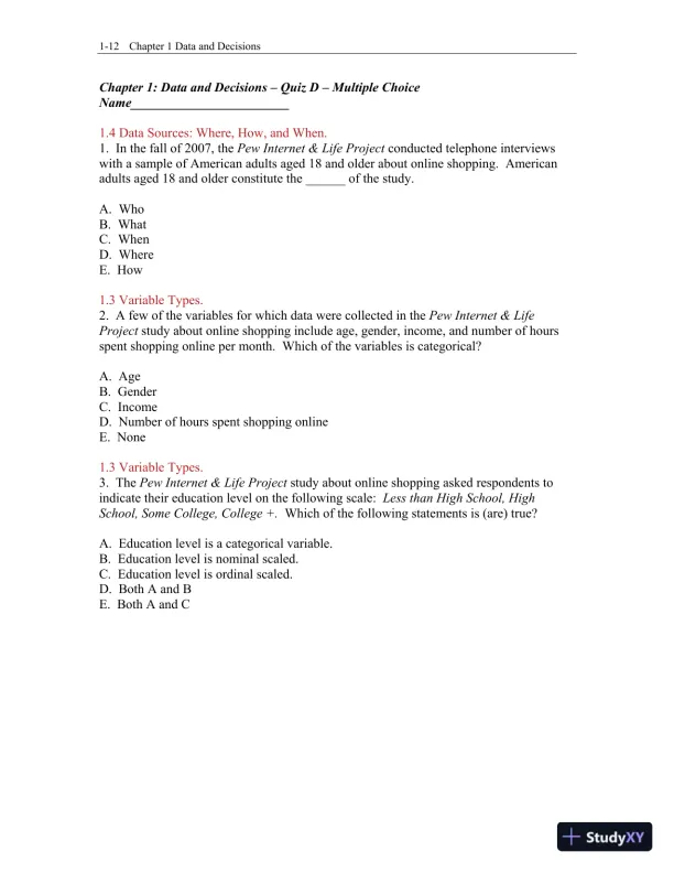 Test Bank for Business Statistics, 4th Edition - Page 13 preview image