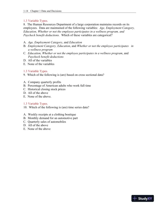 Test Bank for Business Statistics, 4th Edition - Page 15 preview image