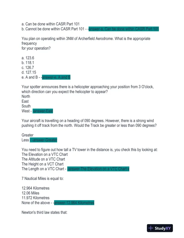 2023-2024 CASA REPL Exam With Answers (109 Solved Questions) - Page 3 preview image
