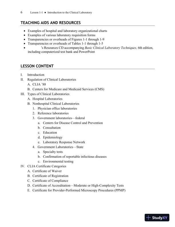 Solution Manual for Basic Clinical Laboratory Techniques, 6th Edition - Page 7 preview image