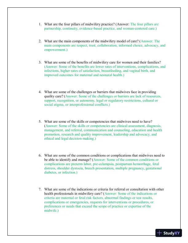 2023-2024 CNM Midwifery Final Exam Module 2 with Answers (23 Solved Questions) - Page 3 preview image