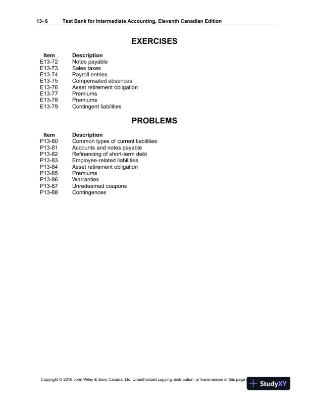 Test Bank For Intermediate Accounting: Volume 1, 11th Canadian Edition - Page 7 preview image