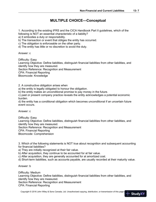 Test Bank For Intermediate Accounting: Volume 1, 11th Canadian Edition - Page 8 preview image