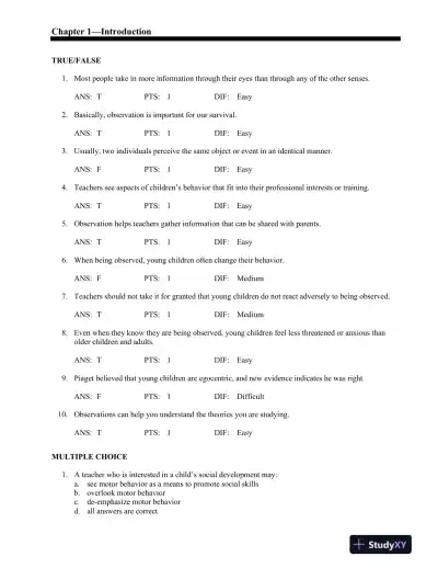 Seeing Young Children: A Guide to Observing and Recording Behavior 6th Edition Test Bank - Page 1 preview image