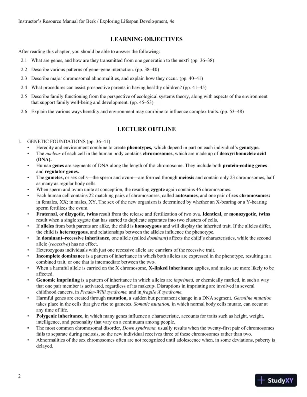 Exploring Lifespan Development, 4th Edition Class Notes - Page 16 preview image