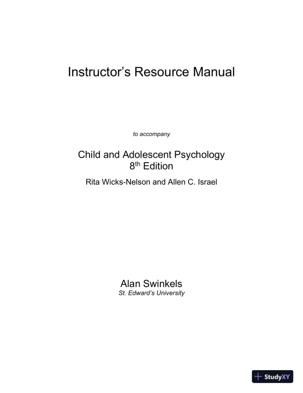 Lecture Notes for Abnormal Child and Adolescent Psychology, 8th Edition - Page 1 preview image