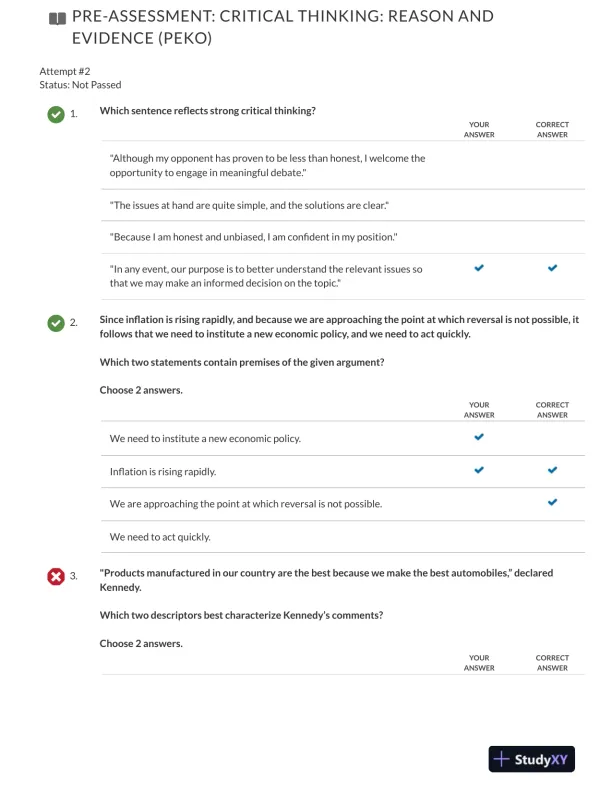 PEKO Critical Care Pre_Assesment With Answers (51 Solved Questions) - Page 1 preview image