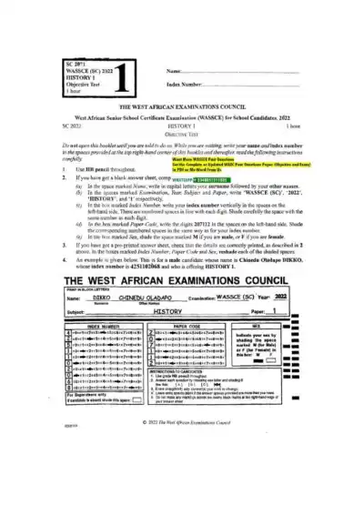 The West African Examinations Council - Page 1 preview image