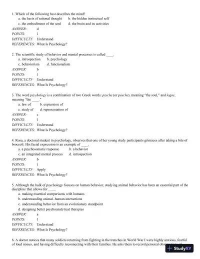 Discovering Psychology: The Science of Mind 1st Edition Test Bank - Page 1 preview image