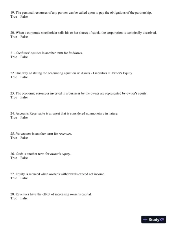 Principles of Financial Accounting 12th Edition Test Bank - Page 4 preview image