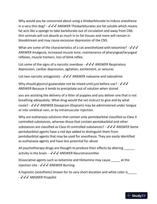 2024 PENN FOSTER VETERINARY Pharmacology Final Exam With Answers (492 Solved Questions) - Page 10 preview image