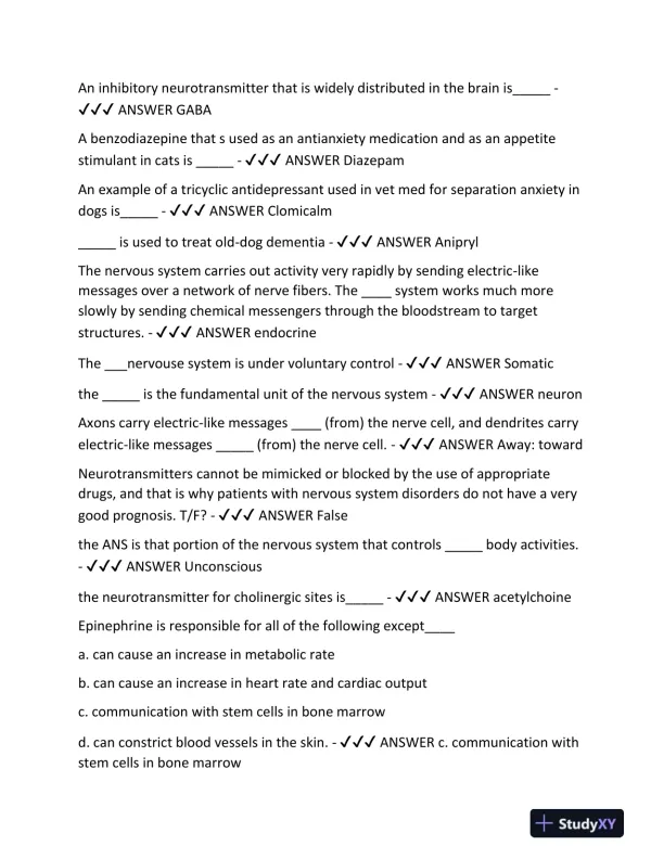 2024 PENN FOSTER VETERINARY Pharmacology Final Exam With Answers (492 Solved Questions) - Page 11 preview image