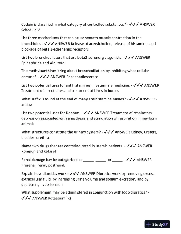 2024 PENN FOSTER VETERINARY Pharmacology Final Exam With Answers (492 Solved Questions) - Page 13 preview image