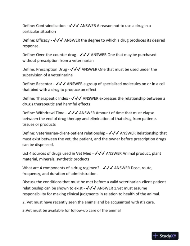 2024 PENN FOSTER VETERINARY Pharmacology Final Exam With Answers (492 Solved Questions) - Page 3 preview image