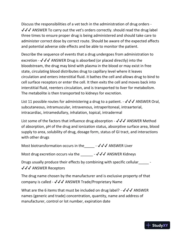 2024 PENN FOSTER VETERINARY Pharmacology Final Exam With Answers (492 Solved Questions) - Page 4 preview image