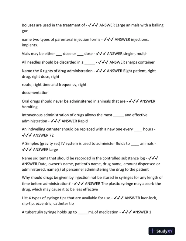 2024 PENN FOSTER VETERINARY Pharmacology Final Exam With Answers (492 Solved Questions) - Page 7 preview image