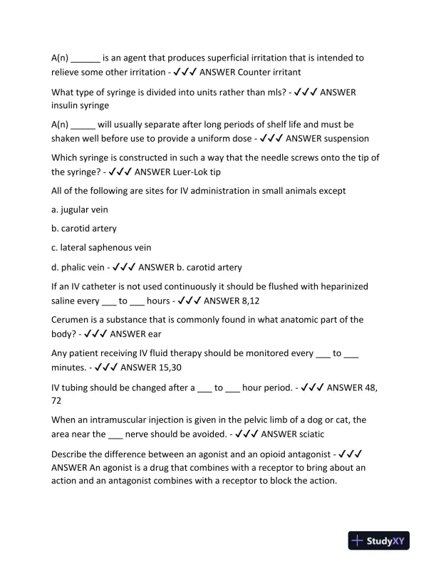 2024 PENN FOSTER VETERINARY Pharmacology Final Exam With Answers (492 Solved Questions) - Page 8 preview image