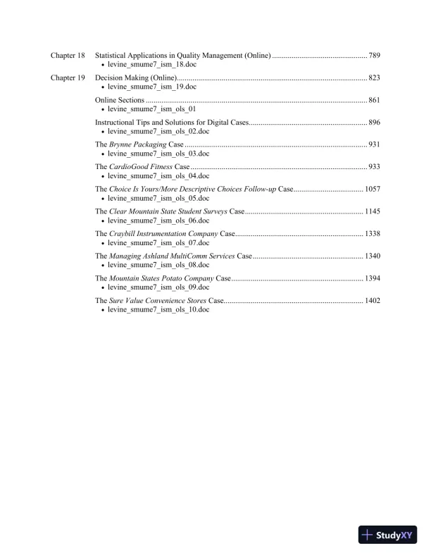 Solution Manual For Statistics for Managers Using Microsoft Excel, 7th Edition - Page 3 preview image
