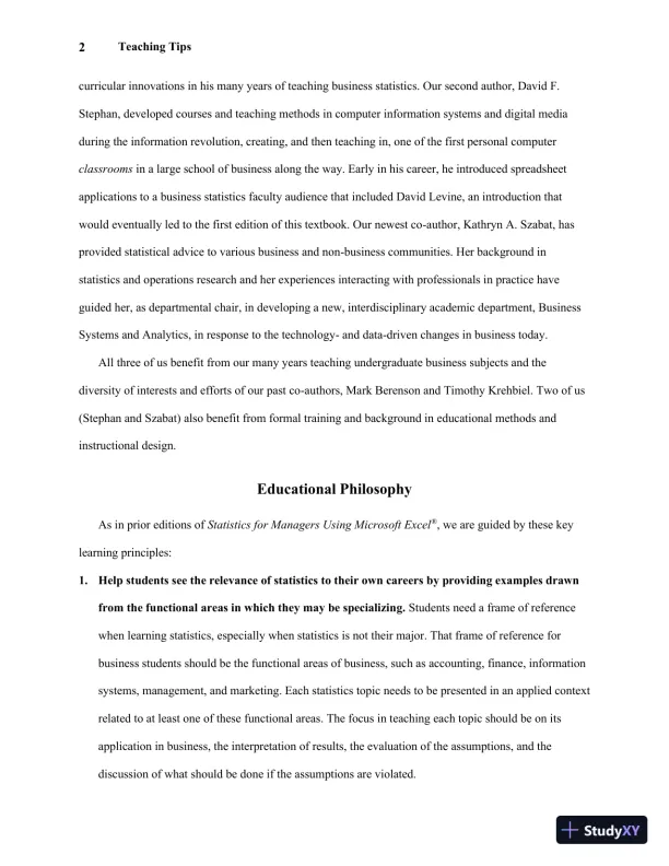 Solution Manual For Statistics for Managers Using Microsoft Excel, 7th Edition - Page 6 preview image