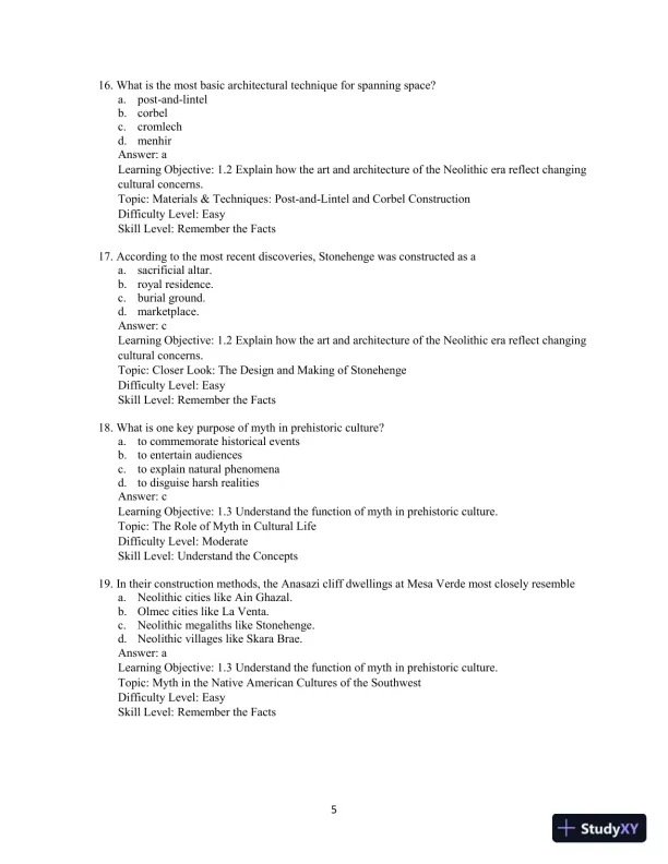 Test Bank For Humanities, The: Culture, Continuity, and Change, Volume 1, 4th Edition - Page 8 preview image
