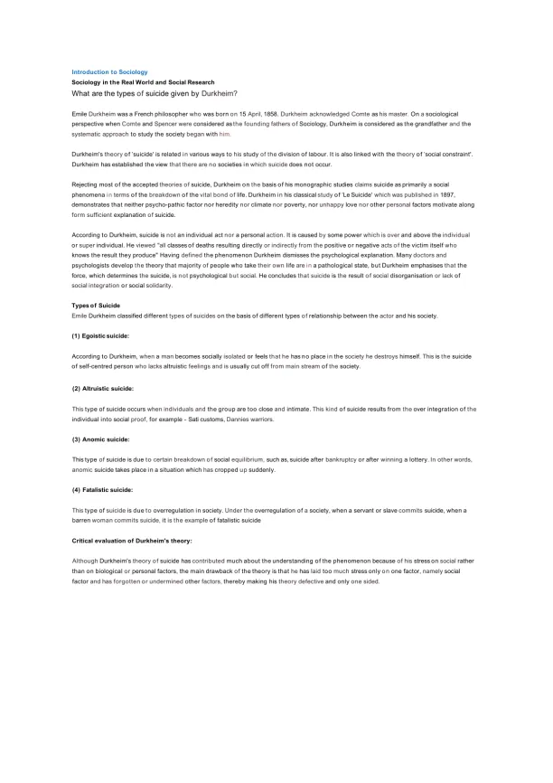 Sociology in the Real World and Social Research - Page 1 preview image