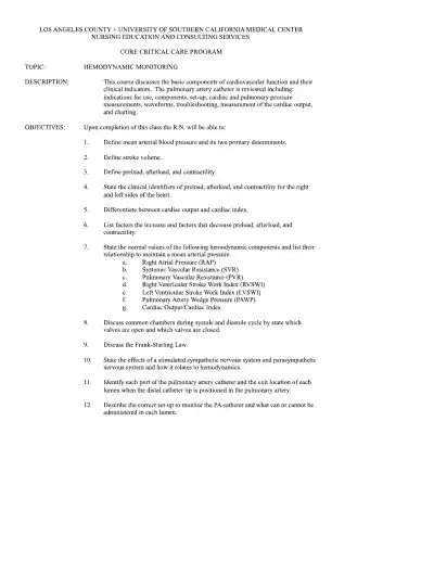 Essential Guide to Hemodynamic Monitoring in Criti - Page 1 preview image
